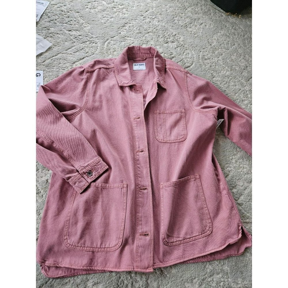 NWT Old Navy Women's Oversized Workwear Button Shacket Dusty Rose Size XL